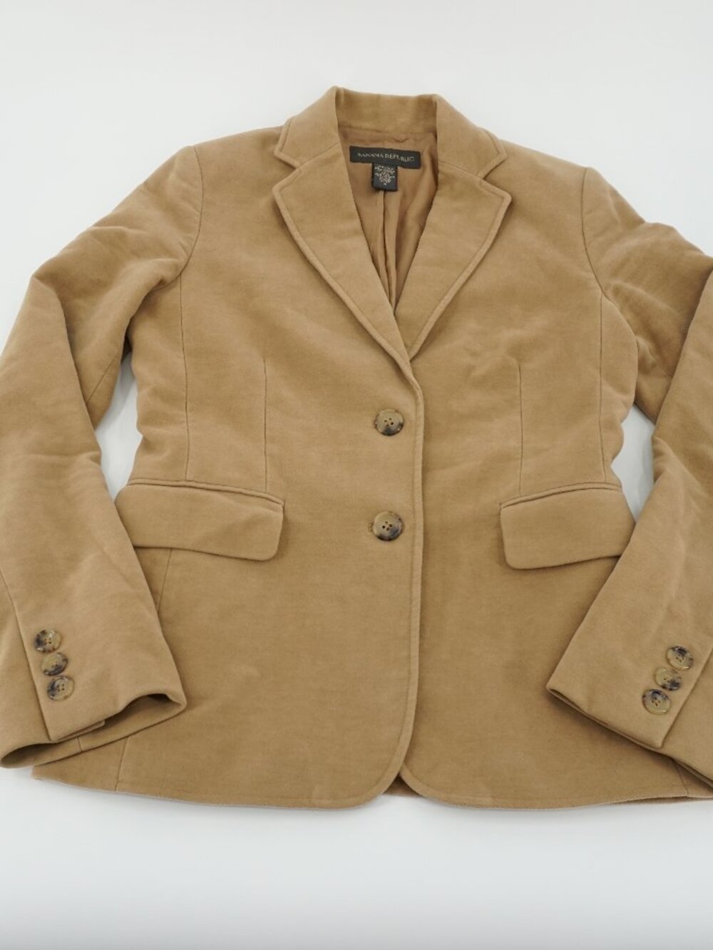 Banana Republic Velvet Safari Blazer Women’s Size 4 Tan Two Button